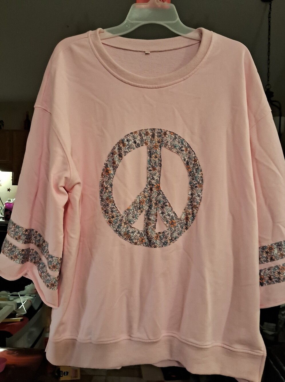 Pink Ladies' Peace Sign Sweatshirt Top